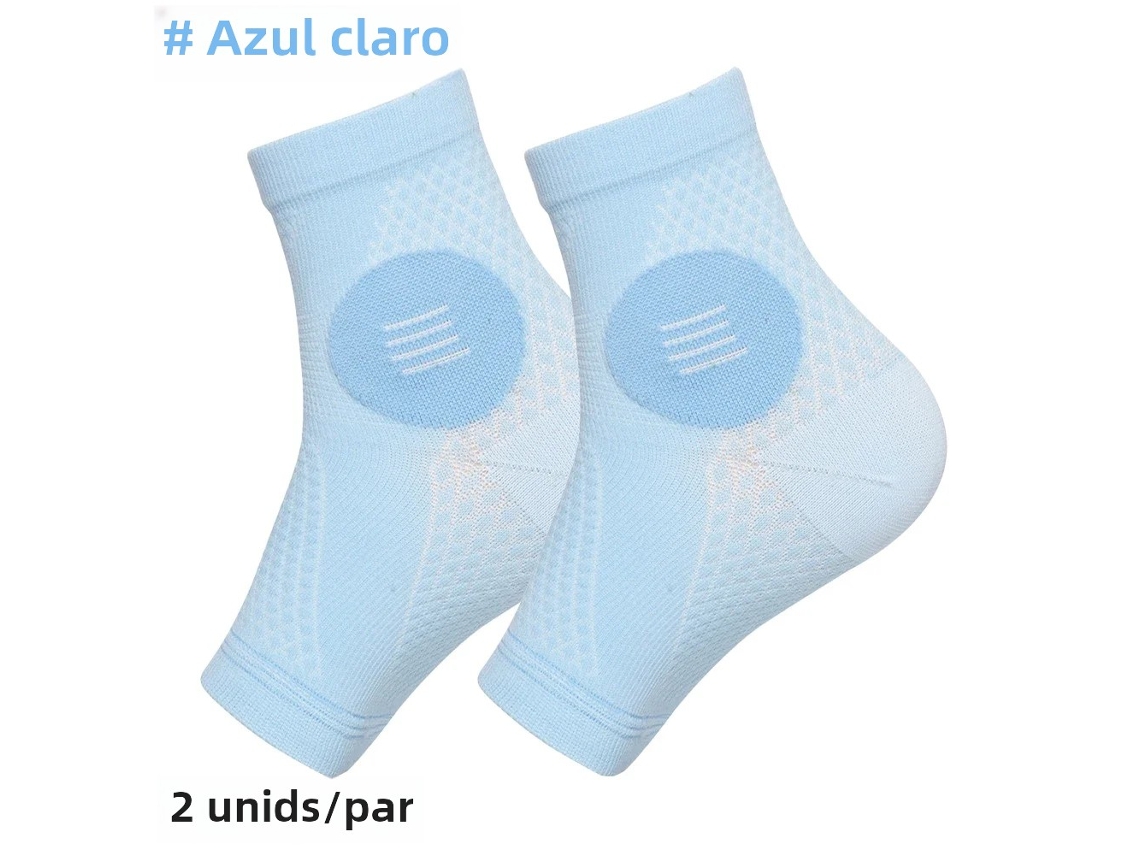 Medias de compresión de doble capa para neuropatía, de una sola pieza, con protección para el tobillo y antifatiga para soporte del pie. Mdug (azul claro, talla L)