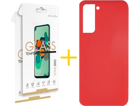 Carcasa + 2 Protectores de Pantalla para Samsung Galaxy S22 Plus 5G SKYHE Rojo