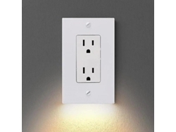 2026-placa De Tomacorriente Con Luces Nocturnas Led Automáticas Para Baño Pasillos Cocinas Escaleras Square Blanco