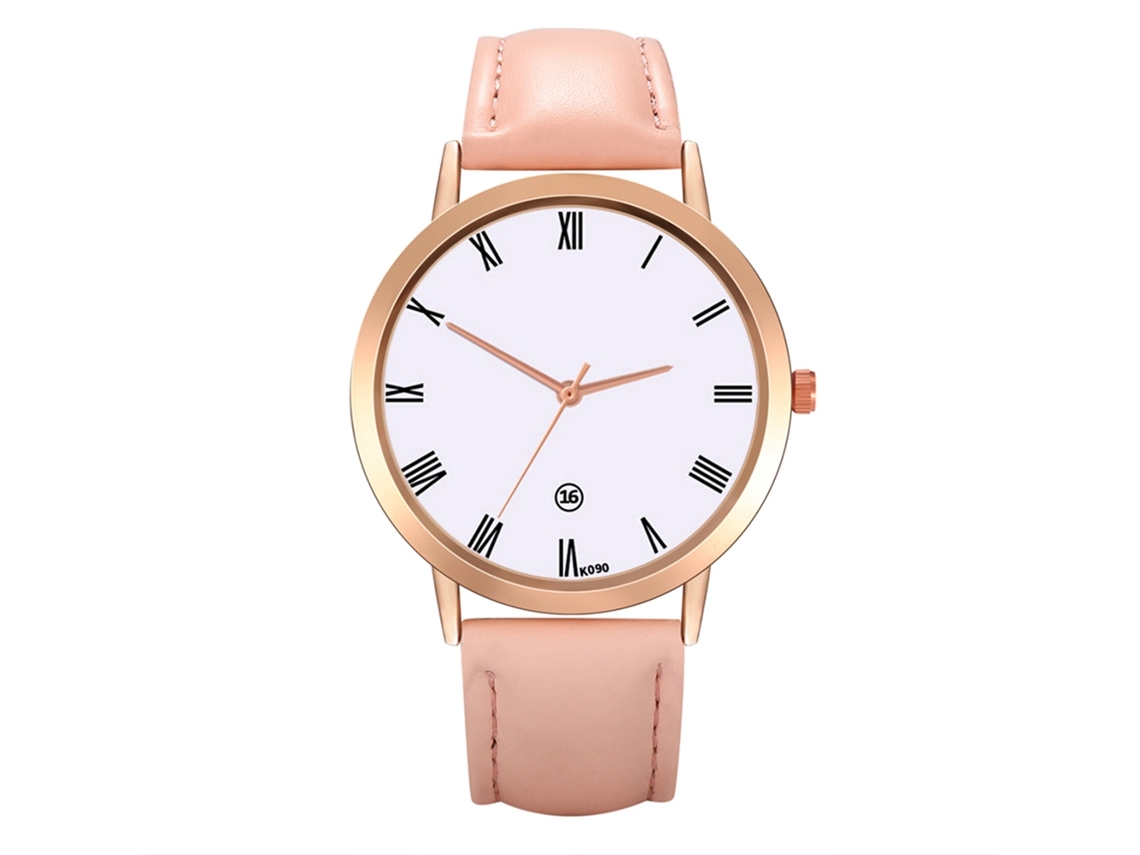 Elegante Reloj De Pulsera Para Mujer Con Cuarzo Rosa Y Correa De Cuero.