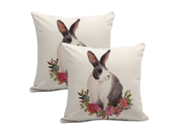 Fundas De Cojín Conejo - Estilo Pascua En Algodón Y Lino