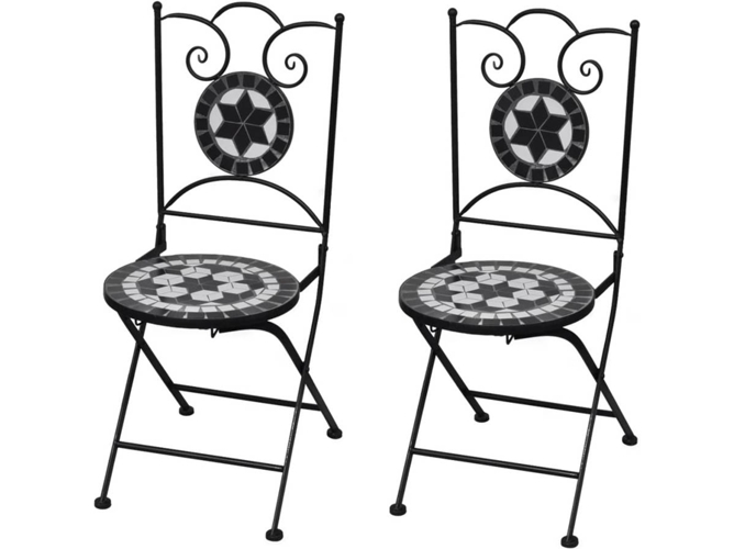 Conjunto 2 Silla Jardin VIDAXL Multicolor Metal