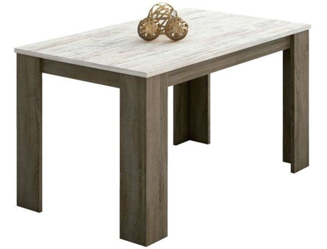 Mesa de Comedor HOMESOUTH Trufa-cañón blanco (Melamina - 140 x 75 x 80 cm)