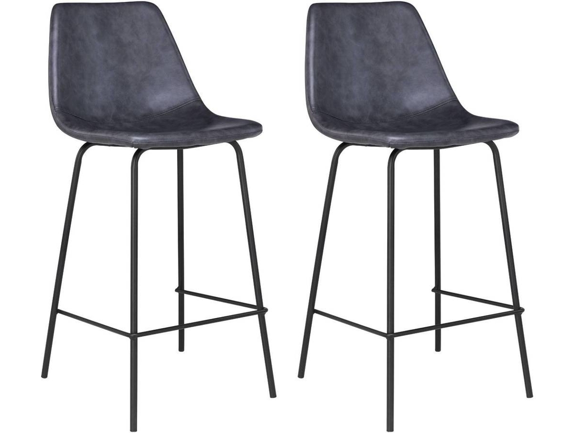 Conjunto de 2 Bancos HAPPY GARDEN Lucien (Cinzento - Polipele - 50 x 43 x 94 cm)