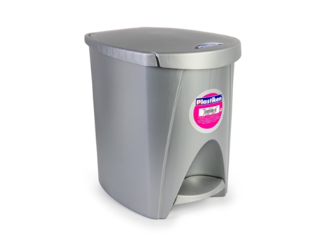 PLASTIKEN Nature - Cubo de Basura Pequeño 7L con Pedal para Baño. Plata