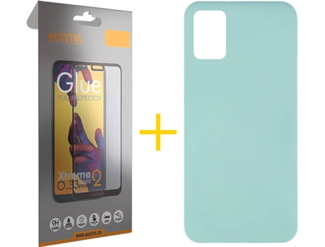 Kit Funda + Protector de Pantalla Samsung Galaxy A51 ACCETEL Full Silicona Líquida (Verde Agua)