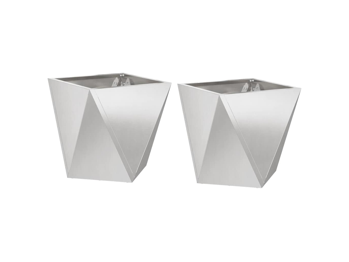 HARLANV1 Maceta de acero galvanizado, color plata, 30x30x30 cm