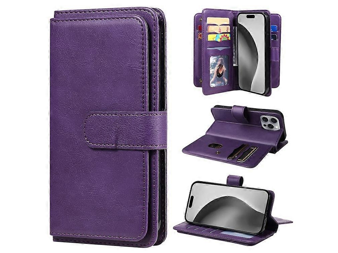 Funda De Cuero Antiarañazos Kt Serie 1 Multifuncional Compatible Con Iphone 16 Pro Max Con 10 Ranuras Para Tarjetas
