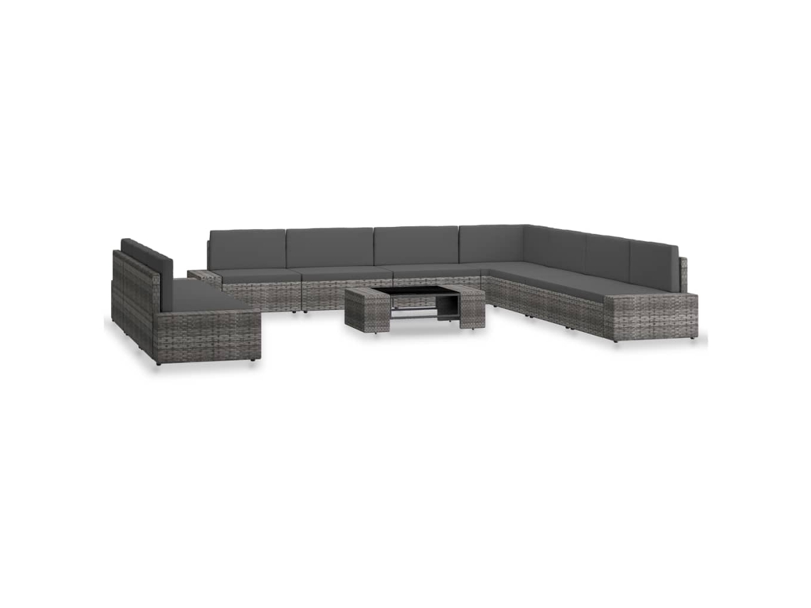 Maison Exclusive - 10 Pcs Conjunto Lounge De Jardim Vime Pe Cinzento