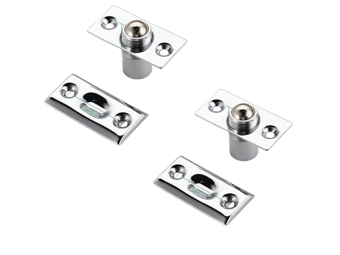 Fecho De Porta Invisível Estreito 2-pack — Trinco Oculto Ajustável Em Cobre E Aço Inoxidável Com Mola Silver