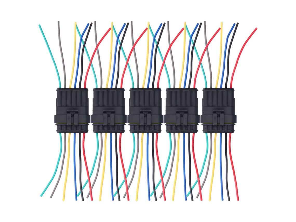 5 Conectores Eléctricos Automotrices Impermeables, Ignífugos Y Resistentes A La Oxidación (6 Pines)
