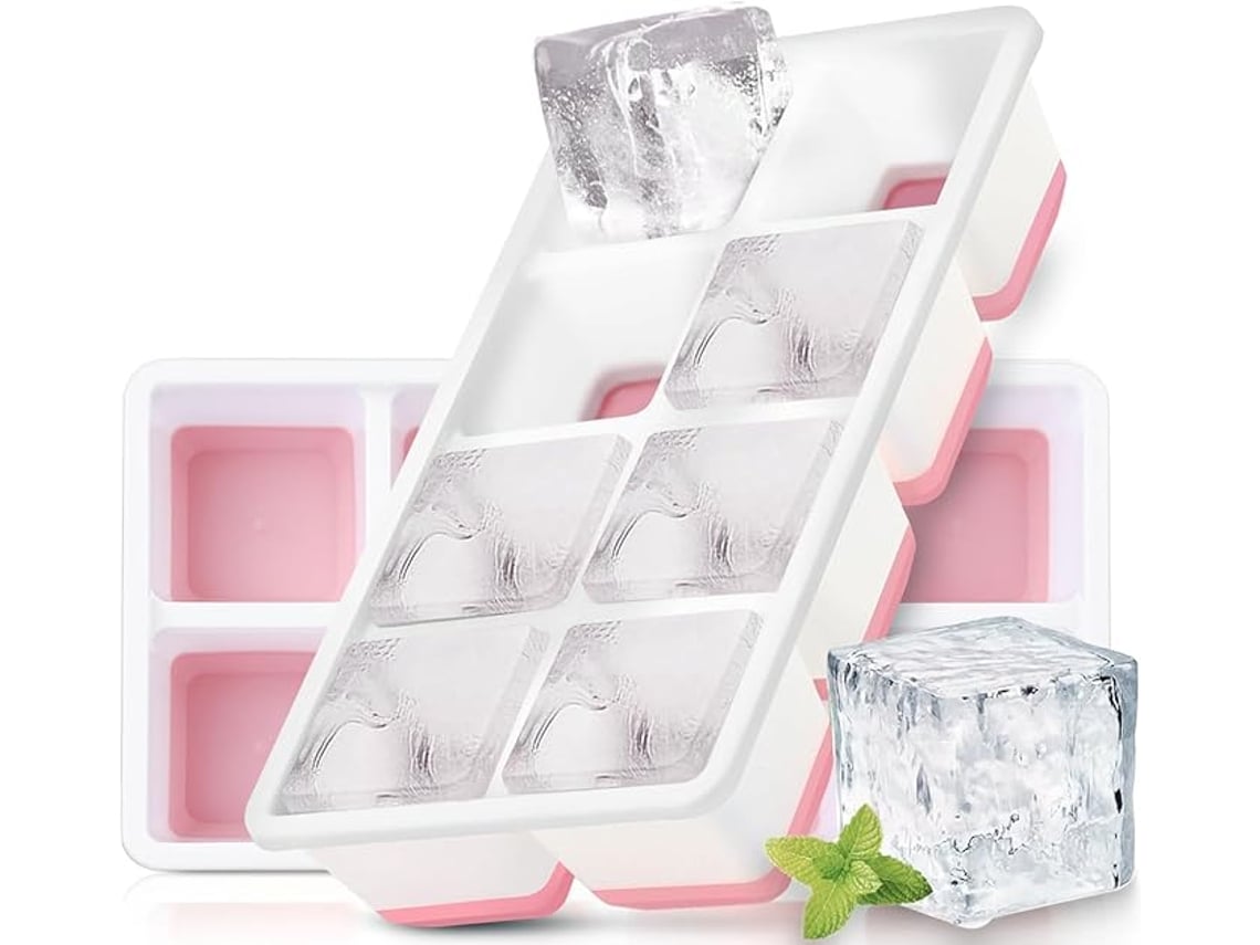 Cubitera Grande Con Tapa - Silicona Cuadrada - Libre De Bpa - Para Cócteles (2 Rosas)