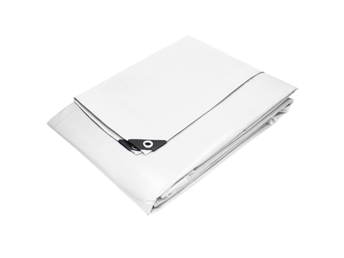 Lona protección impermeable con ojales polietileno cubierta 8x12m blanco 260g/m² ECD