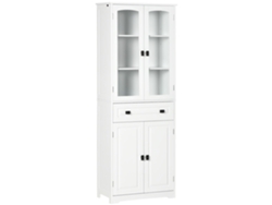 Armário Cozinha Portas Vidro Prateleiras Ajustáveis Gaveta Branco 60x30x160