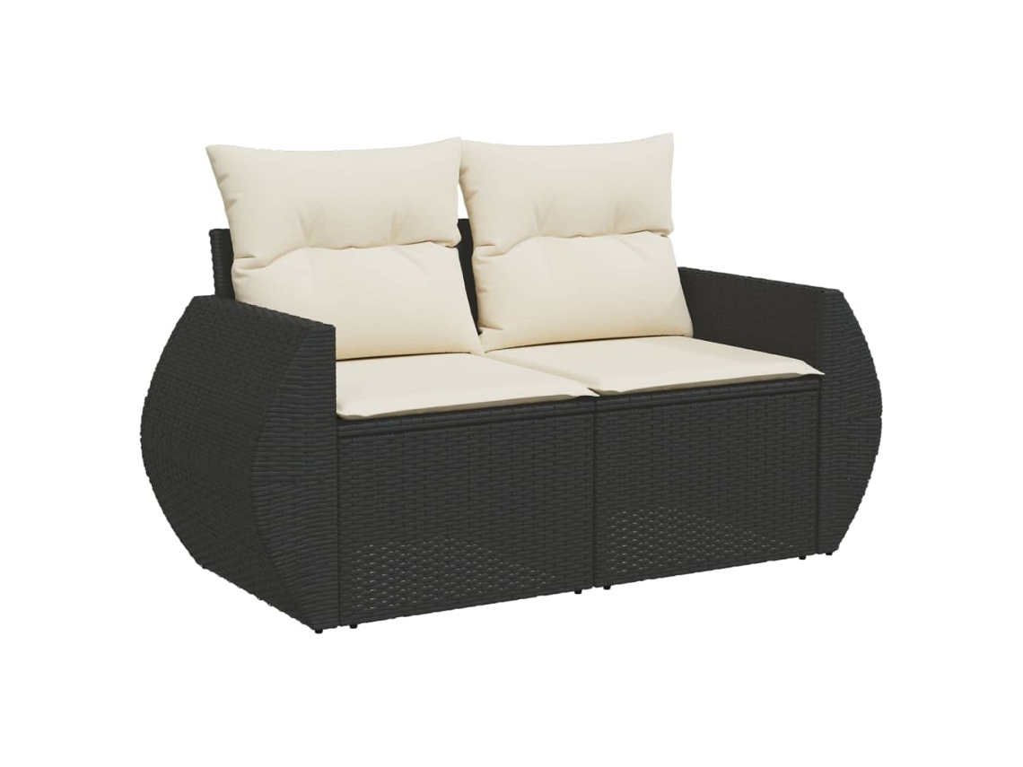 Conjunto de 5 sofás de jardín con cojines de mimbre, color negro, EXCLUSIVA MAISON (5 piezas)