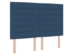 Cama Con Base De Resortes Azul Con Colchón Tela Vidaxl Azul Fabric (160x200 Cm)