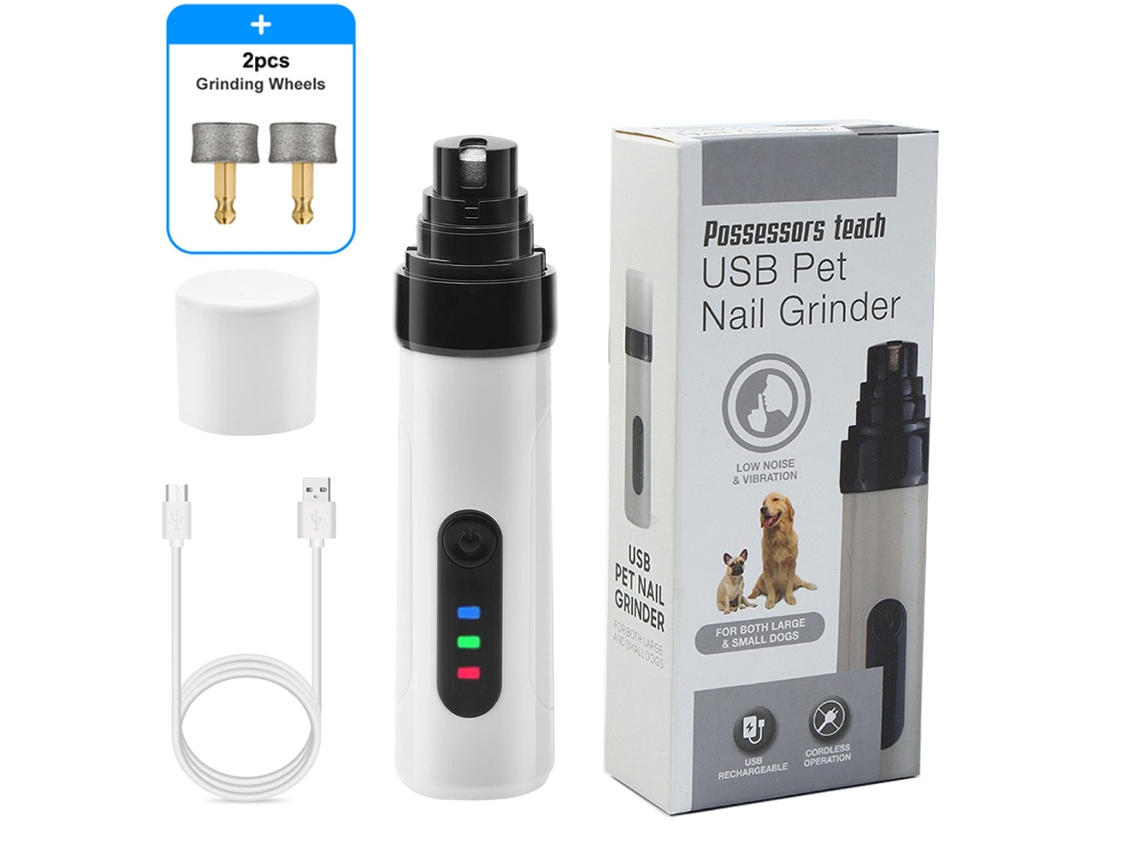 Cortauñas eléctrico para mascotas con 2 velocidades para perros y gatos. MDUG (2 cabezales de corte).