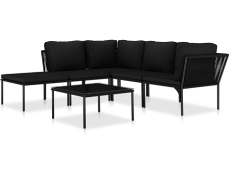 Conjunto 6 de muebles de jardín con cojines VIDAXL PVC negro