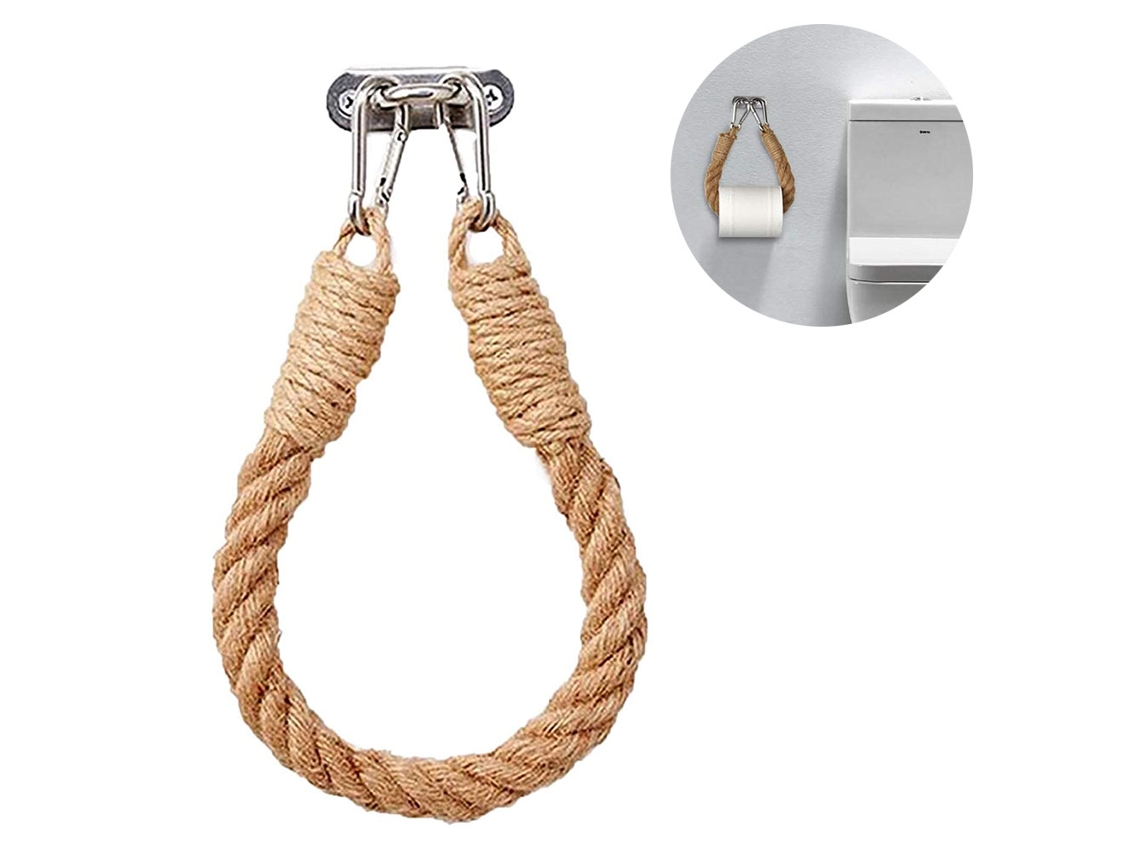 Portarrollos de Papel Higiénico con Cuerda de Yute, Estilo Industrial, Montado en la Pared RNEMITERY