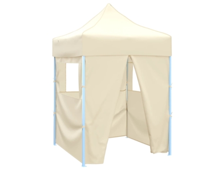 vidaXL Carpa plegable profesional con 4 paredes acero color crema 2x2m