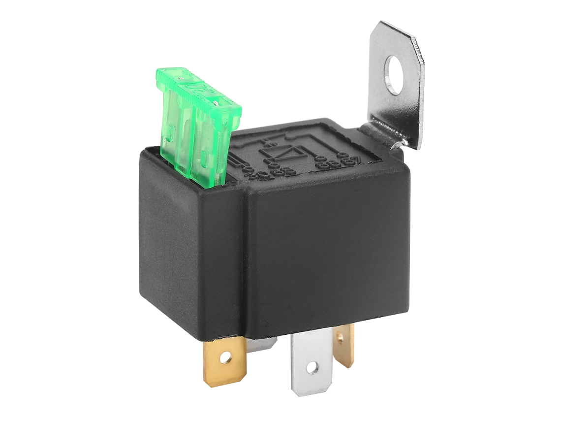 Relé Automotriz De 4 Pines, 12 V, 30 A, Fusible Normalmente Abierto Con Soporte Metálico.