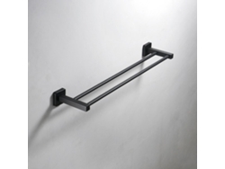 Toallero de baño, toallero negro, doble barra, toallero de cocina, herrajes. Gusshious (negro)