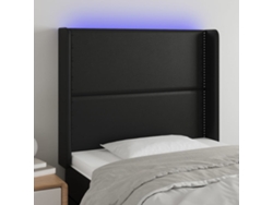 Cabecero Con Led Cuero Sintético Negro 103x16x118/128 Cm