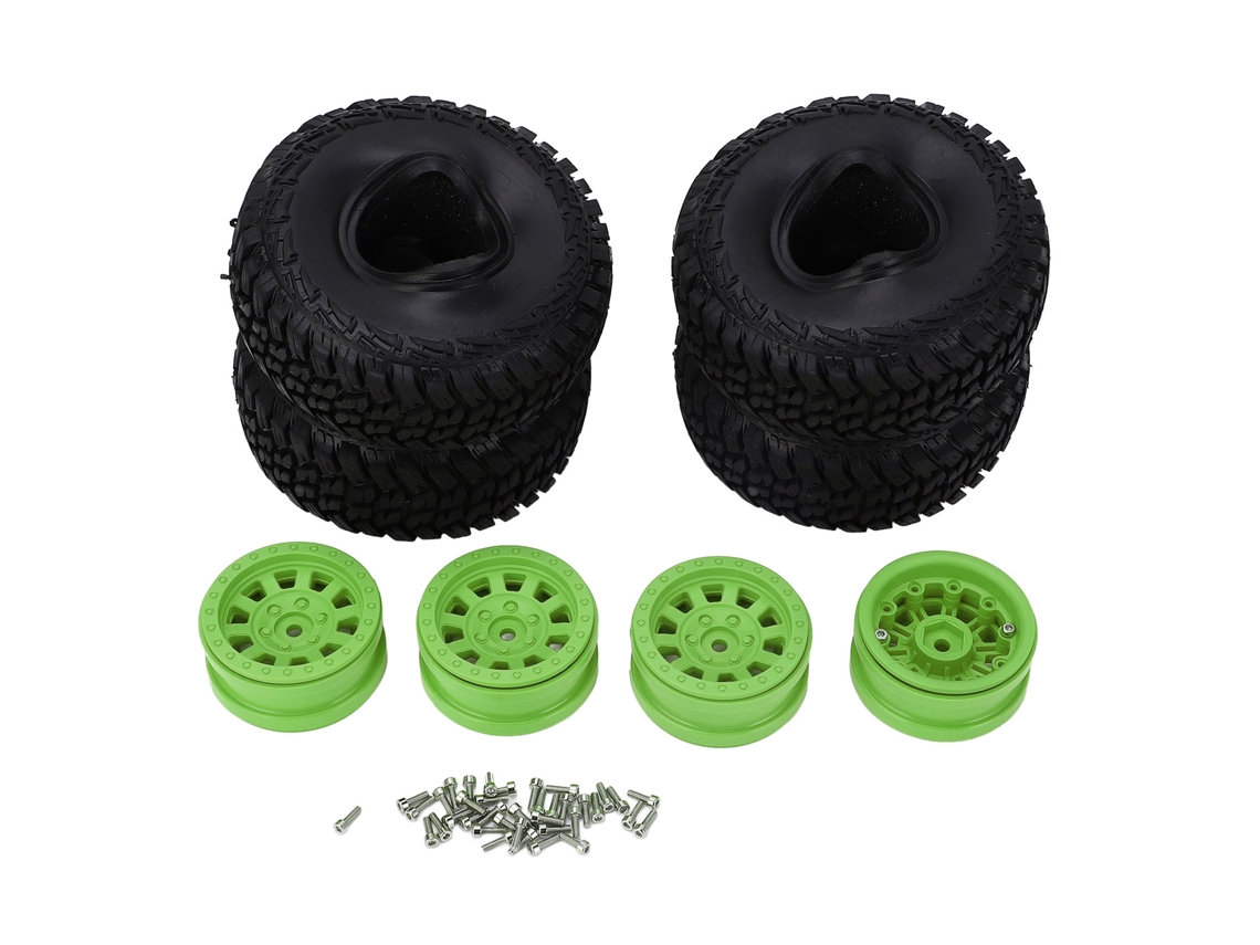 Neumáticos De Goma Para Coches Rc Con Bujes De Plástico, Alto Rendimiento, Universales, Para Crawler A Escala 1/10, Color Verde, 4 Unidades.