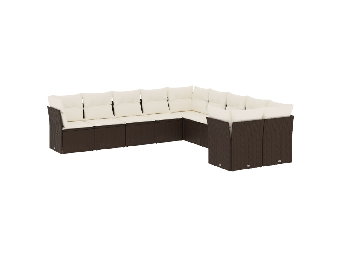 Maison Exclusive - Set De Sofás De Jardín 10 Pzas Y Cojines Ratán Sintético Marrón