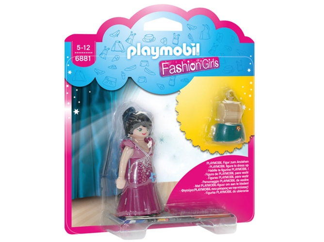 PLAYMOBIL Fashion Girls: Muñeca con vestido rosa - 6881 (Edad Mínima: 5)