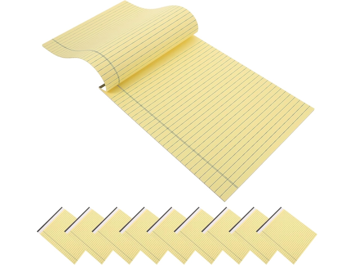 Paquete De 10 Blocs De Notas Amarillos Tamaño Legal Con Páginas Rayadas Desmontables, Papel Grueso De Doble Cara.