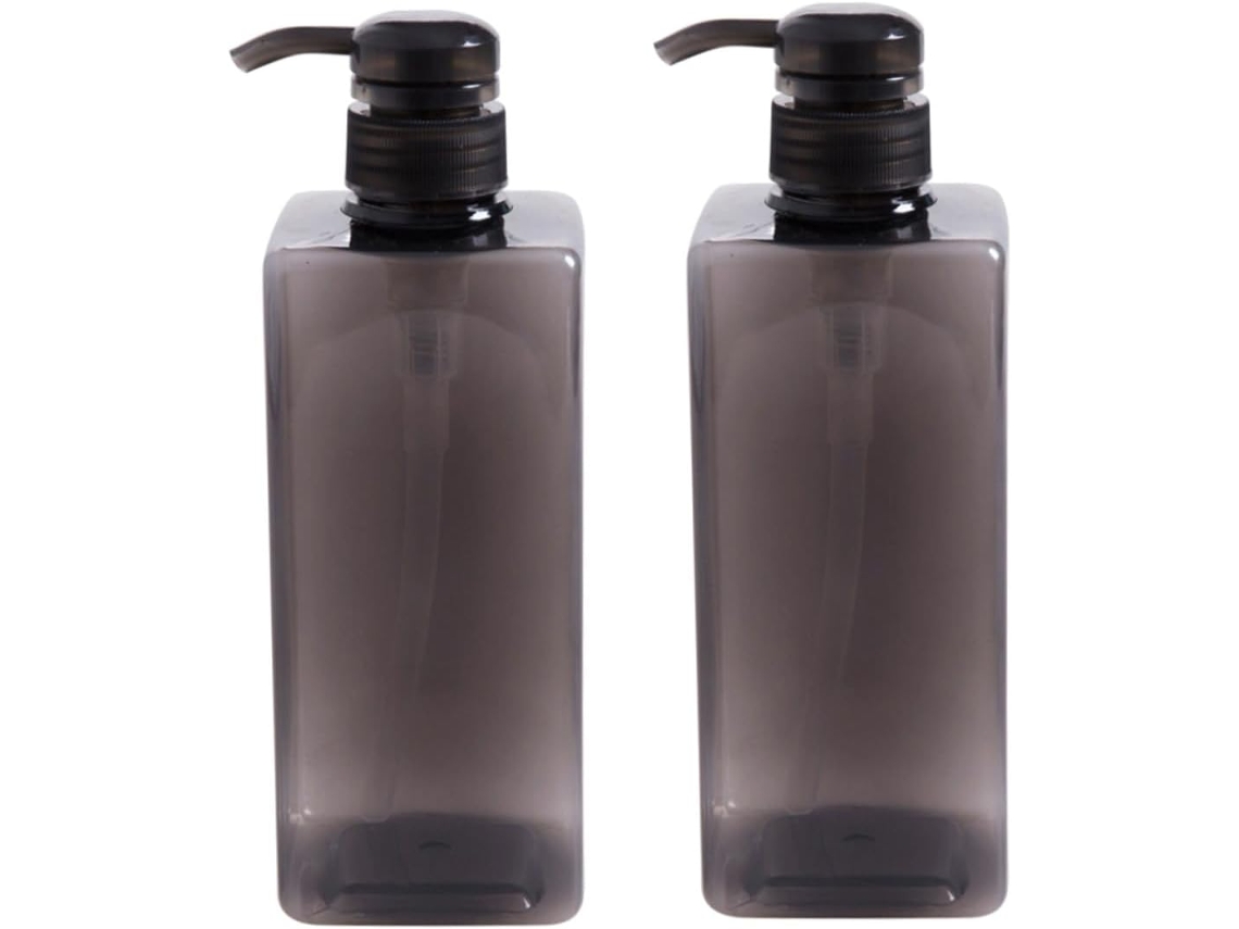 Nuobesty Juego De 2 Frascos Con Dosificador De 600 Ml, Envase Grande De Plástico Negro Recargable Para Loción.