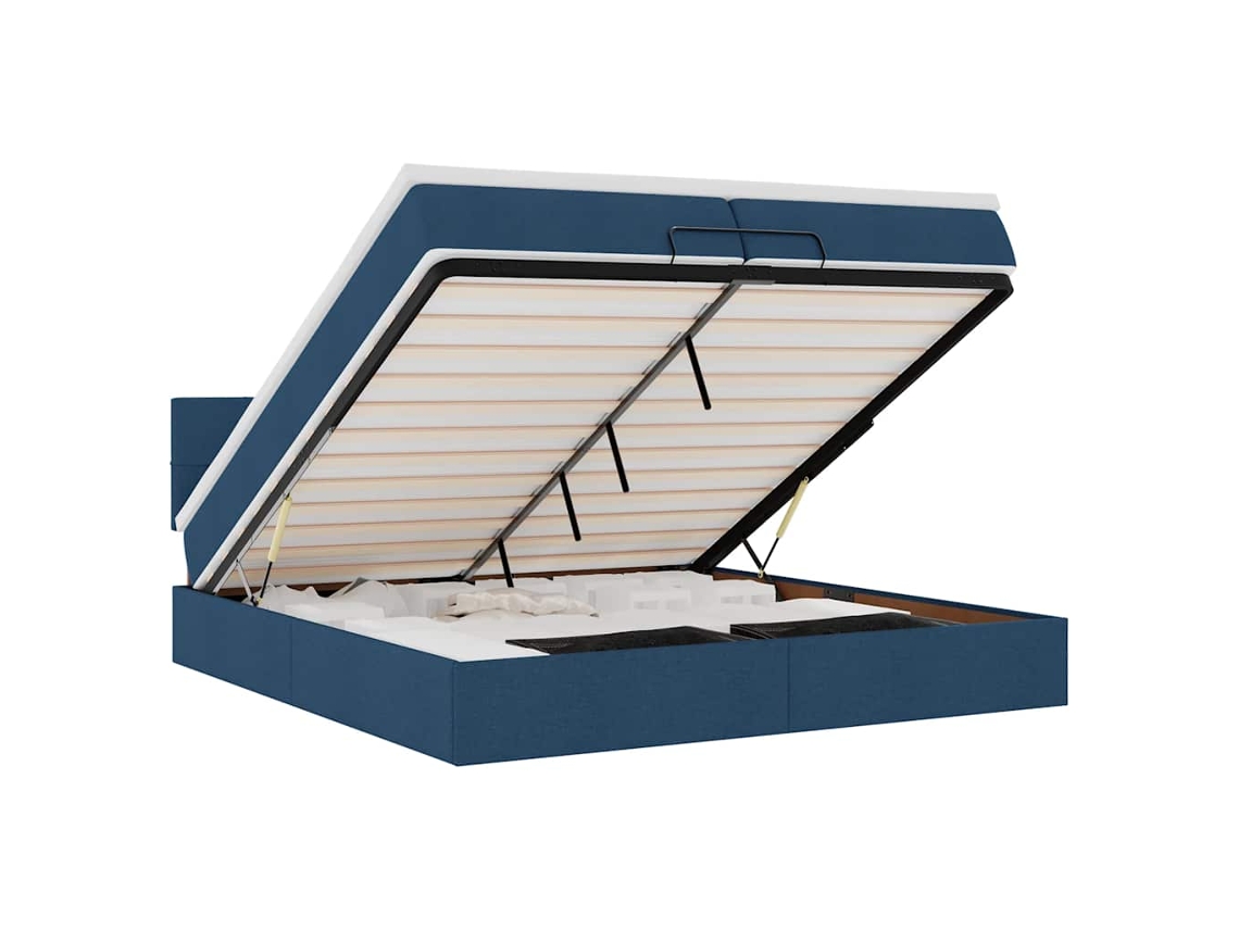 Maison Exclusive - Estructura De Cama Otomana Con Colchón Tela Azul 200x200 Cm