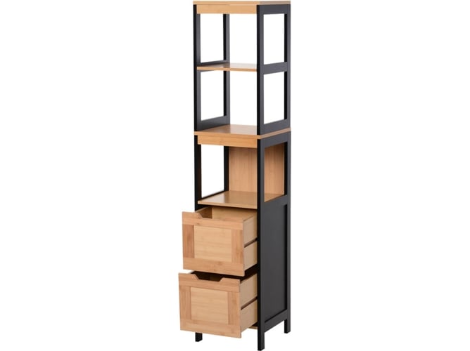 Kleankin Mueble Auxiliar para almacenaje de baño armario alto con estantes y cajones 30x30x144.3 834208