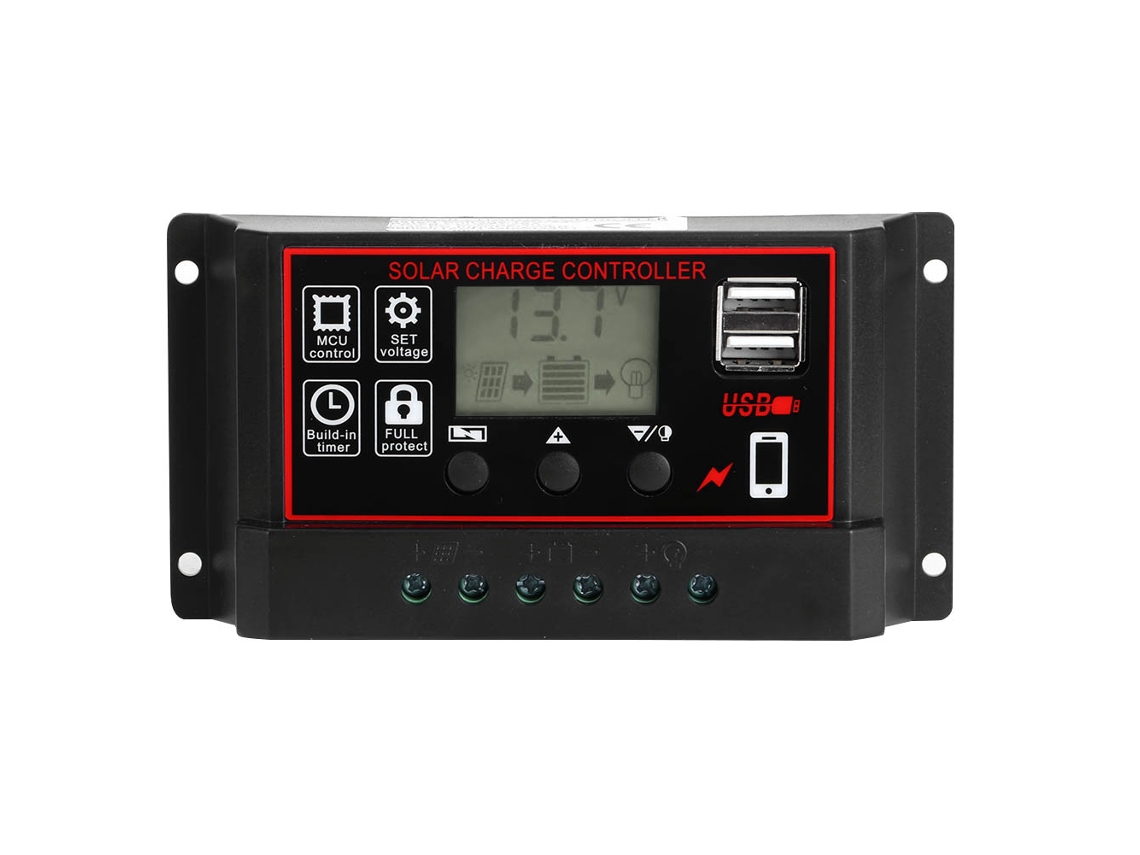 Controlador De Carga Solar De 12v 24v 50a Con Pantalla Lcd Y Salida Usb De 5v Para Sistemas Fotovoltaicos.