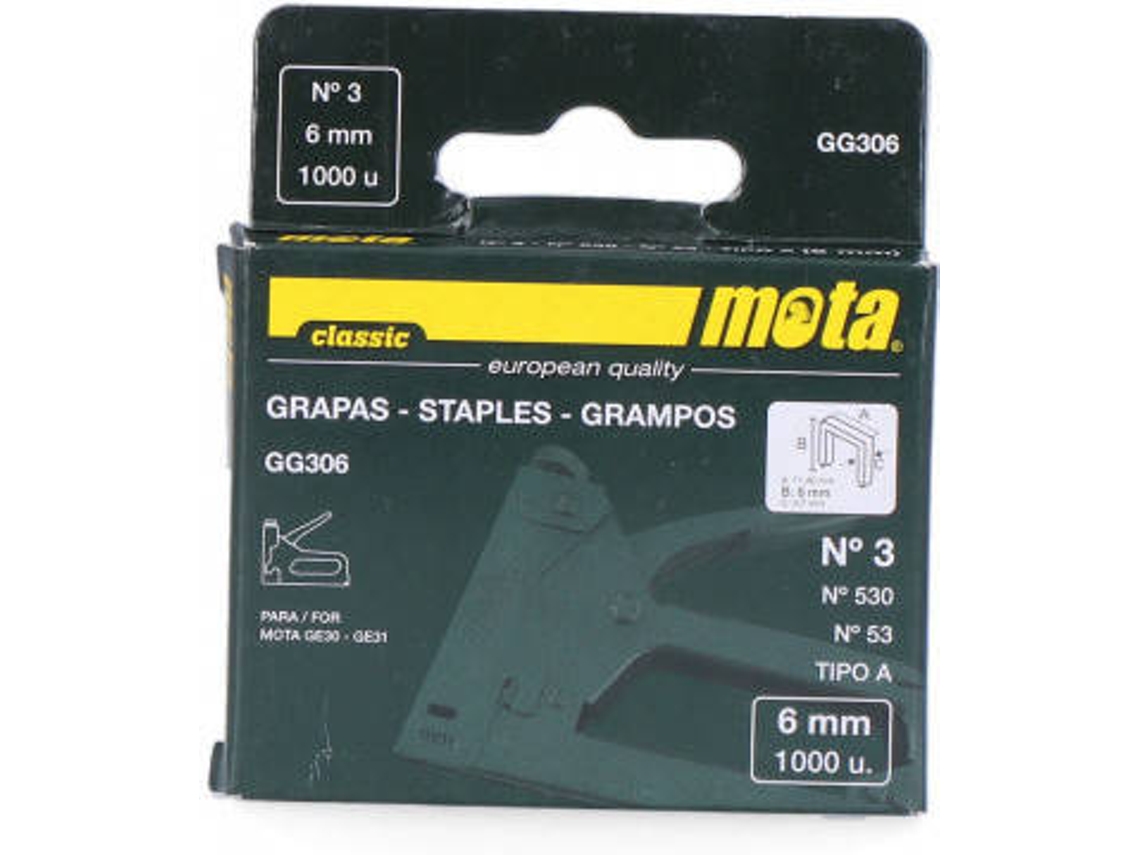 Grapas Número 3 de 6Mm 1000 Uni Gg306 MOTA HERRAMIENTAS