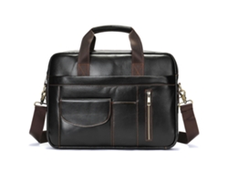 Maletín de cuero genuino para ordenador portátil, bandoleras cruzadas, bolso de viaje de negocios para hombres-1116 café profundo