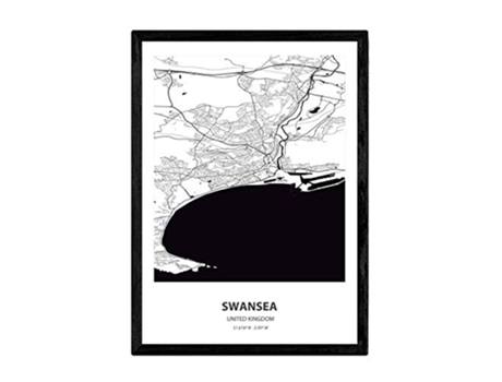 Poster NACNIC Mapa de Swansea Reino Unido (A3)