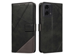 Funda De Cuero Con Tarjetero Para Motorola Moto E14 4g/ G04 4g/ G04s 4g/ G24 4g, Diseño Geométrico