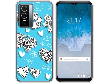 Carcasa para Vivo Y76 5G TUMUNDOSMARTPHONE Dibujos Mariposas Multicolor