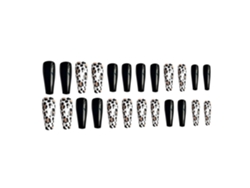 Uñas postizas con forma de ataúd para mujer, 24 piezas, extra largas con pegamento, ideales para uñas postizas.