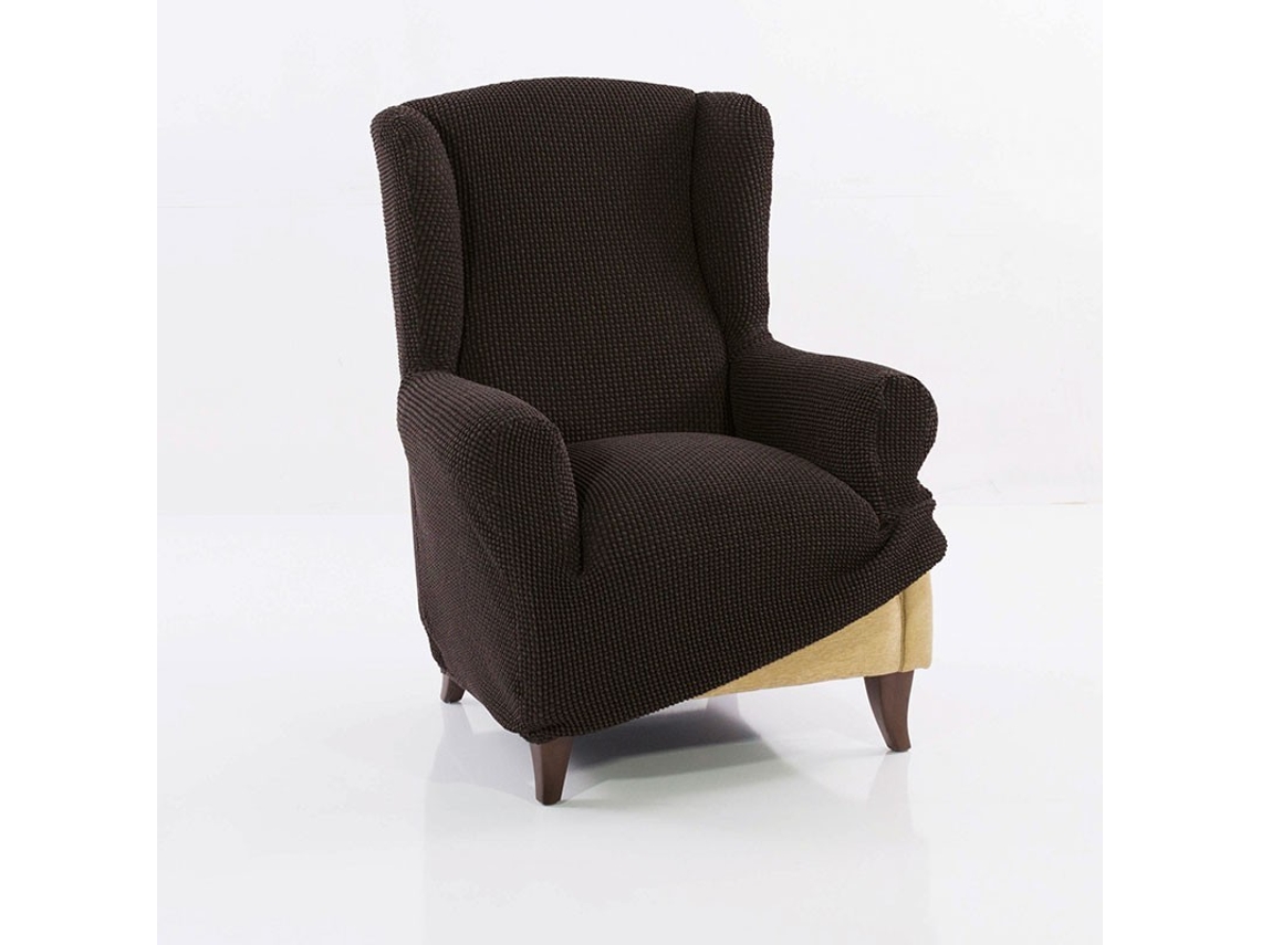 Maxifundas | Funda Sillon Orejero Super Elástica Relive | Color Marrón | Alta Elasticidad Y Tacto Suave | Hecho En España.