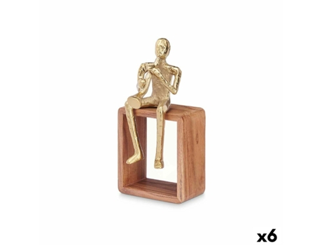 Figura Decorativa Saxofón Dorado Madera Metal 13x27x13 cm