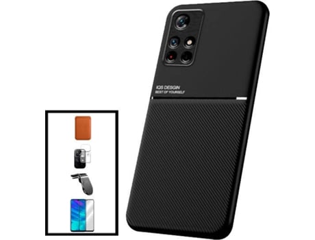 Kit Funda Magnetic Lux, Magnetic Wallet Márron, 5D Full Cover, Protector de Cámara Trasera y Soporte Magnético de Coche L Safe Driving Xiaomi Poco ...