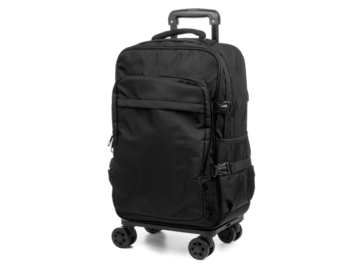 Maleta de cabina con ruedas, fabricada en material ligero, resistente e impermeable. 4 ruedas dobles extraíbles con giro de 360°.