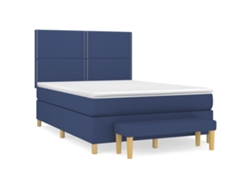 Maison Exclusive - Cama Box Spring Con Colchón Tela Azul 140x200 Cm