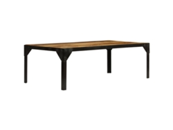 Mesa de Centro de Apoyo en Madera de Mangostán Maciza Áspera y Acero 110 cm