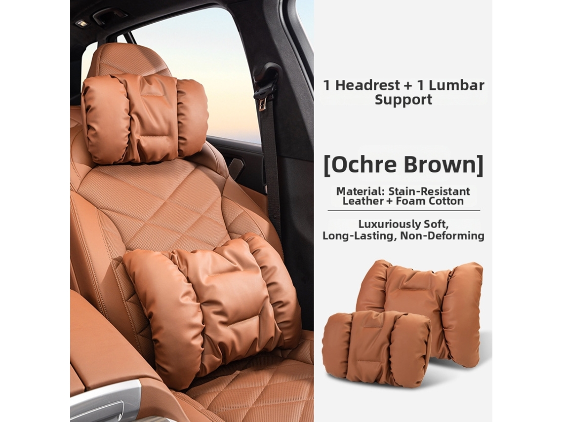 Juego De Almohadas De Soporte Cervical Y Lumbar Henten Home. Material De Piel Resistente A Las Manchas, Soporte Suave Y Flexible. Marrón