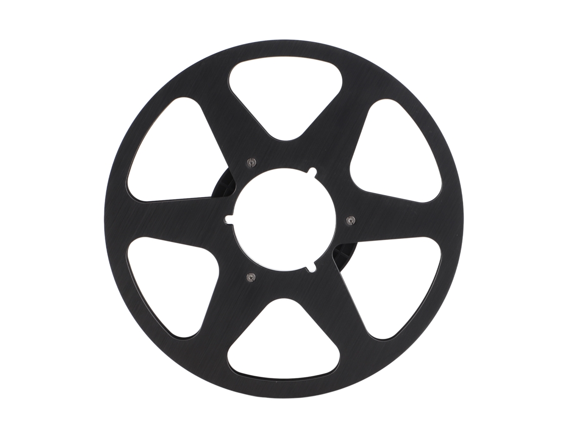 Carrete De Aluminio Vacío De 10 Pulgadas Con 6 Orificios Para Cintas De 1/4 De Pulgada, Color Negro.