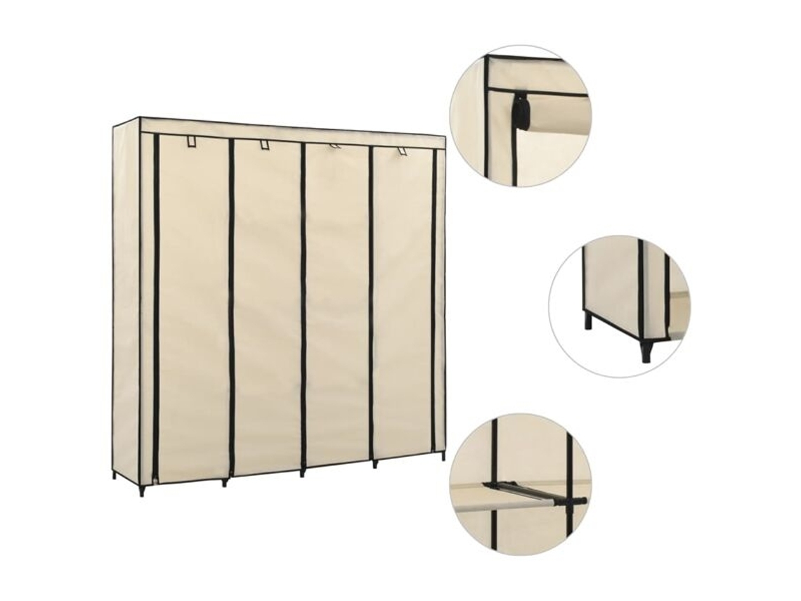 vidaxl Armario con 4 compartimentos blanco crema 175x45x170 cm